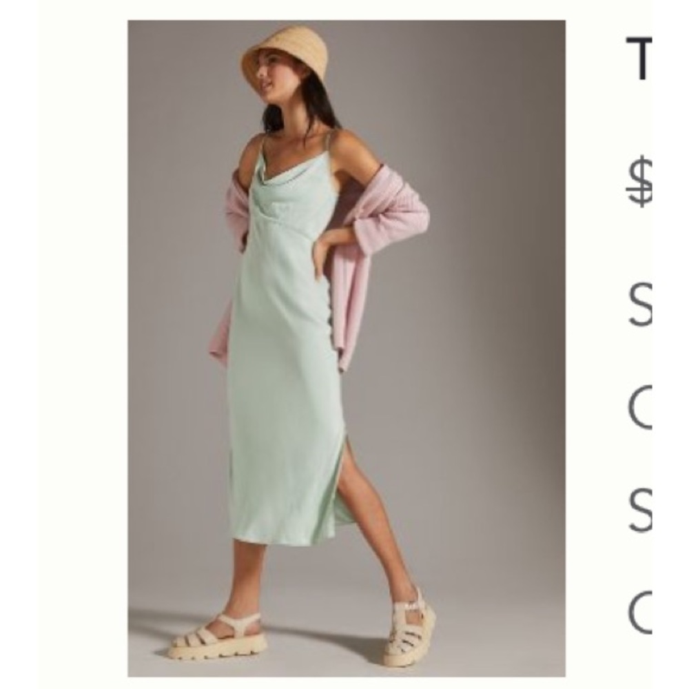 Anthropologie Elyse Slip Dress Mint XSP